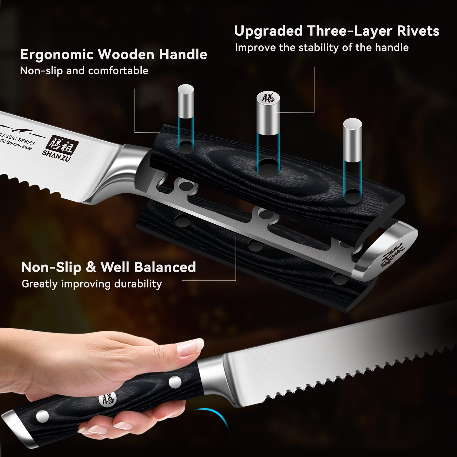 SHAN ZU Classic 10 inches Bread Knife