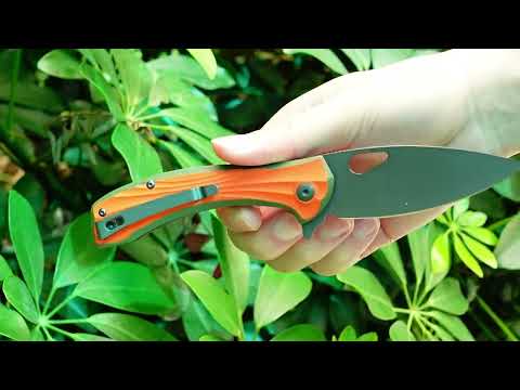 Orange Peafowl Liner Locking Knife ZDF905 7.80 Blade & G10 Handle | SHAN ZU Pocket Folding Knives